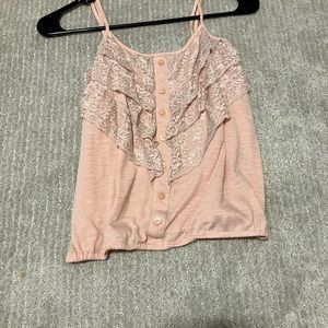 Pink tank top, with lace detail
